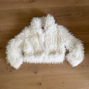 White Fox Fur Jacket Weekend Away Size S/M Cream